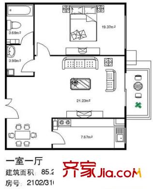 龍岳洲戶型圖戶型圖 1室1廳1衛(wèi)1廚
