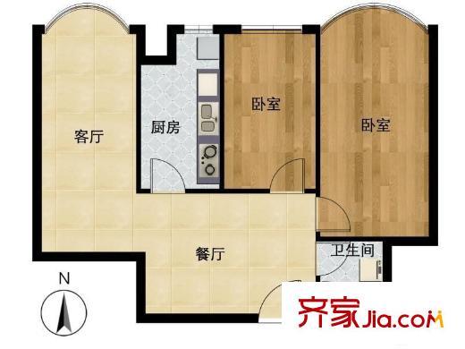 锦湖园公寓 2室 户型图