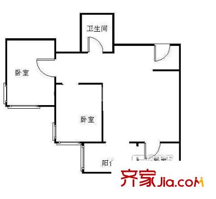 中水金海嘉苑户型图中水金海04-05 户型 115平米二居 2室1厅1卫1厨