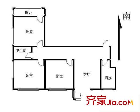 红联村户型图户型图 3室1厅1卫1厨