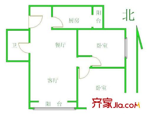 鑫兆雅园户型图户型图 2室1厅1卫1厨