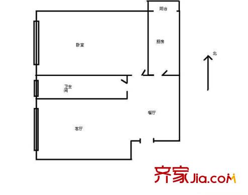 鑫兆雅园户型图户型图 1室2厅1卫1厨