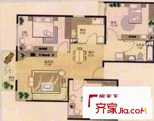 盛鑫嘉园户型图户型图 3室2厅1卫1厨