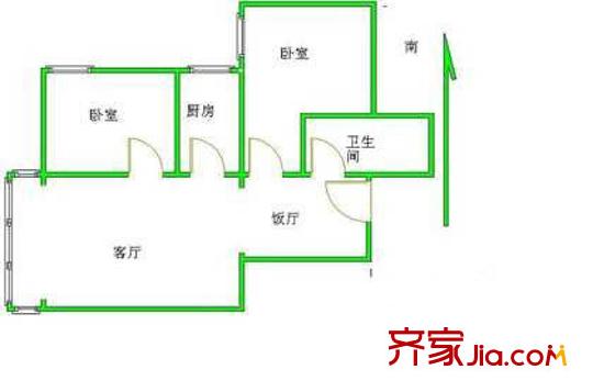 紅蓮北里17號院戶型圖戶型圖 2室2廳1衛(wèi)1廚