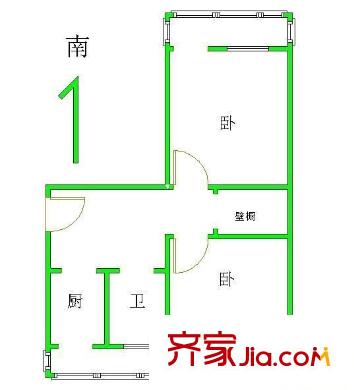 月壇北街小區(qū) 2室 戶型圖