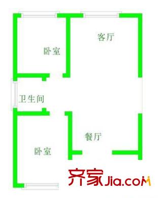 月壇北街小區(qū) 2室 戶型圖