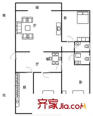 行宫南区 3室 户型图