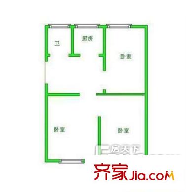新外大街甲12號院戶型圖戶型圖 3室1廳1衛(wèi)1廚