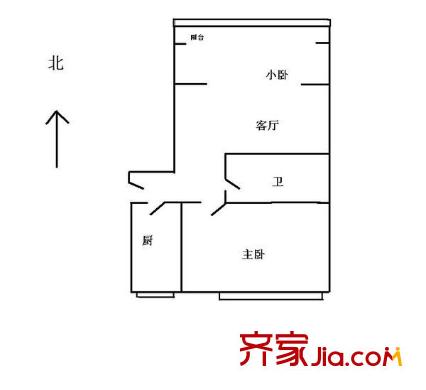 鑫兆雅园户型图户型图 2室1厅1卫1厨