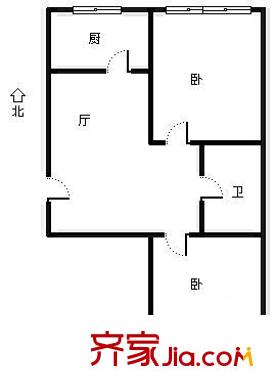 右安門內西街戶型圖戶型圖 2室1廳1衛(wèi)1廚