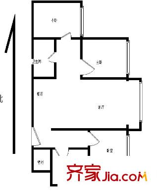 高粱橋斜街戶型圖高粱橋乙40號(hào)院95平東向 3室2廳2衛(wèi)1廚