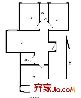 高粱橋斜街戶型圖高粱橋乙40號(hào)院99平東西向 3室1廳1衛(wèi)1廚