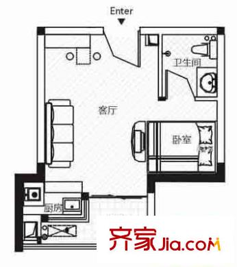 廣安門北街20號(hào)樓戶型圖戶型圖 1室1廳1衛(wèi)1廚