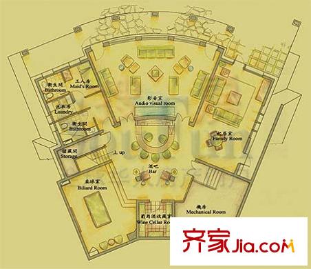 东山墅户型图Cii户型庭院平面图 3室2厅2卫