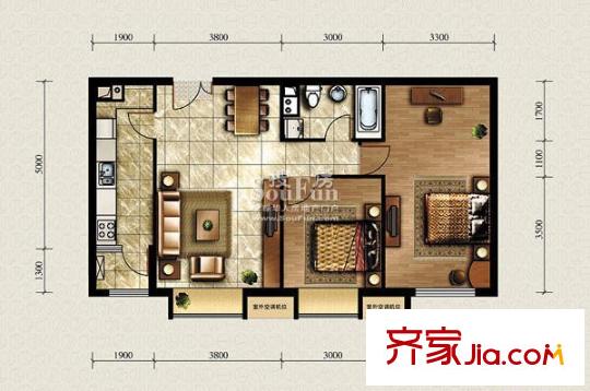 国风上观户型图C9/10/11/12楼C户型 2室2厅1卫1厨