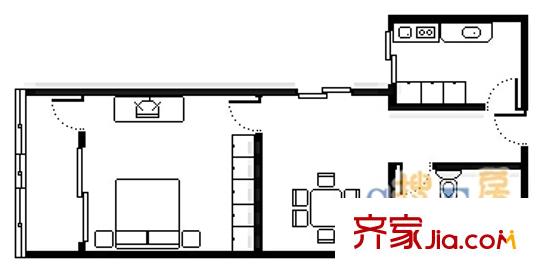 万寿路西街12号院 1室 户型图