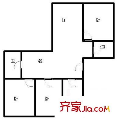 行宫南区户型图户型图 3室2厅2卫1厨