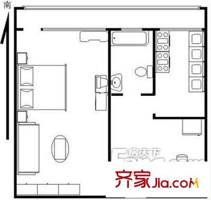 新外大街甲12號院戶型圖戶型圖 1室1廳1衛(wèi)1廚