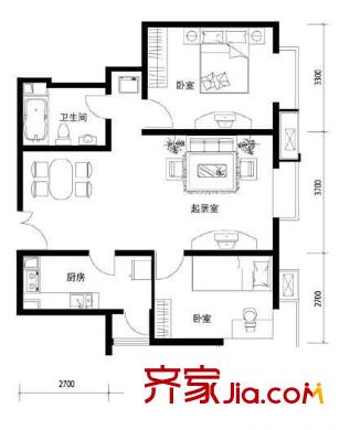 安宁佳园户型图户型图 2室2厅1卫1厨