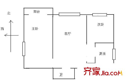 复兴路46号院户型图户型图 2室1厅1卫1厨