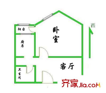 甘家口小区 1室 户型图