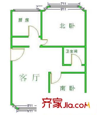 双兴东区户型图户型图 2室1厅1卫1厨