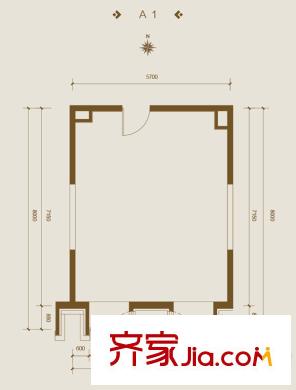 东亚创展国际户型图A1平面图 1室1厅1卫1厨
