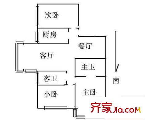 冠城园户型图户型图 3室2厅2卫1厨