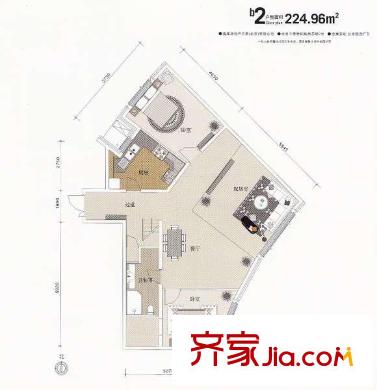 一瓶戶型圖B2戶型 2室1廳1衛(wèi)1廚