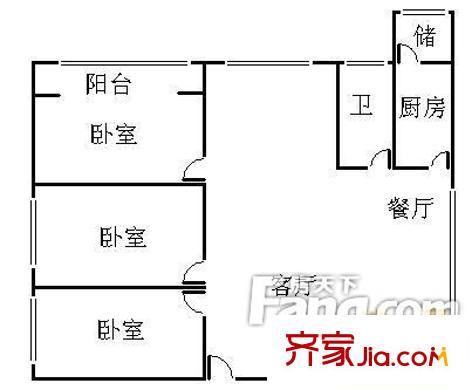 愛民里小區(qū)戶型圖戶型圖 3室1廳1衛(wèi)1廚