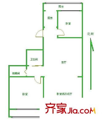 愛民里小區(qū) 2室 戶型圖