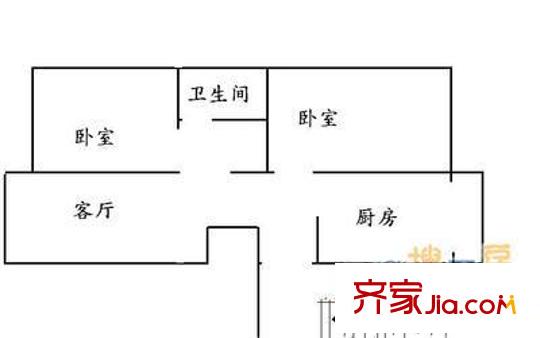 潞苑嘉园户型图户型图 2室1厅1卫1厨