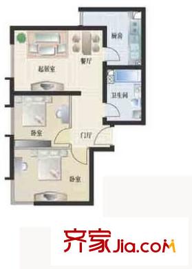 潞苑嘉园户型图户型图 2室1厅1卫1厨