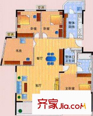 龍澤苑西區(qū)戶型圖戶型圖 3室2廳2衛(wèi)1廚