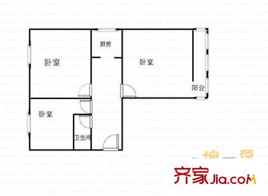 王庄路27号院户型图户型图 3室1厅1卫1厨