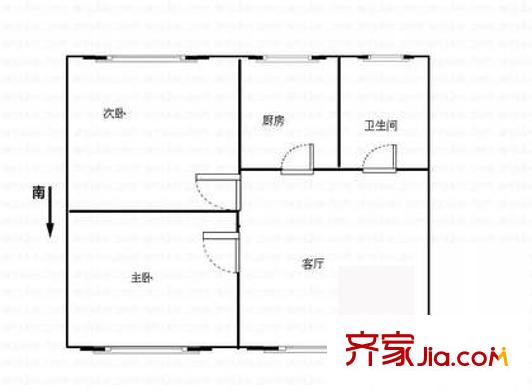 新城东里户型图户型图 2室1厅1卫1厨