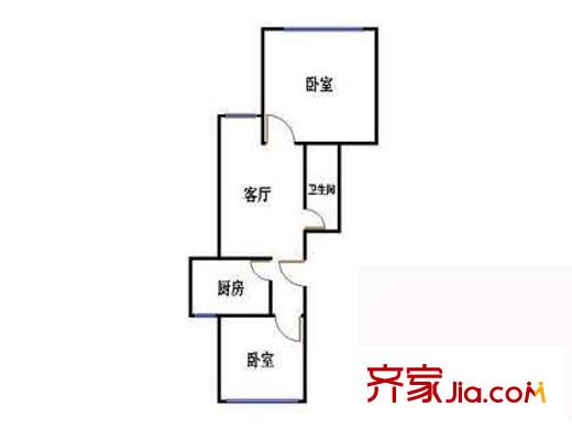 新城东里户型图户型图 2室1厅1卫1厨