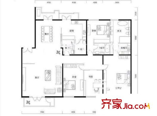 亮马名居 4室 户型图
