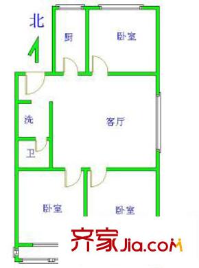 六鋪炕三區(qū)戶型圖戶型圖 3室1廳1衛(wèi)1廚