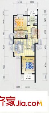 新翠景园户型图1、2#标准层 2室2厅1卫1厨