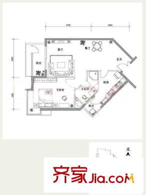 陶然居戶型圖戶型圖 1室2廳1衛(wèi)1廚