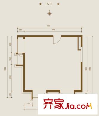 东亚创展国际户型图A2平面图 1室1厅1卫1厨
