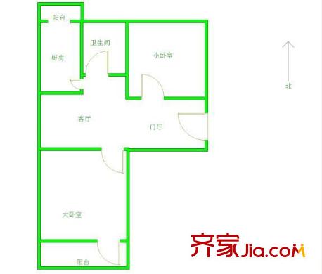 挂甲屯户型图户型图 2室2厅1卫1厨