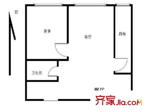 日坛国际公寓 1室 户型图