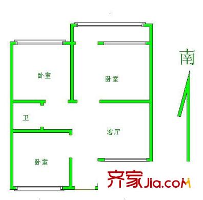 汽南小區(qū)戶型圖汽南三居室97米 3室1廳1衛(wèi)1廚