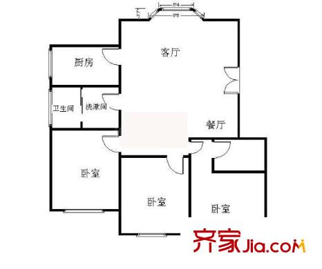 阳光南里户型图户型图 3室2厅1卫1厨