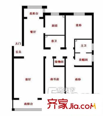 阳光南里户型图户型图 3室2厅2卫1厨