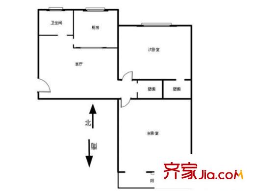工商大学家属院 2室 户型图