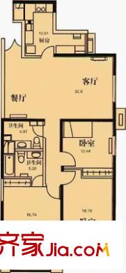 冠城园 1室 户型图