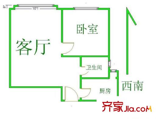 冠城园 1室 户型图